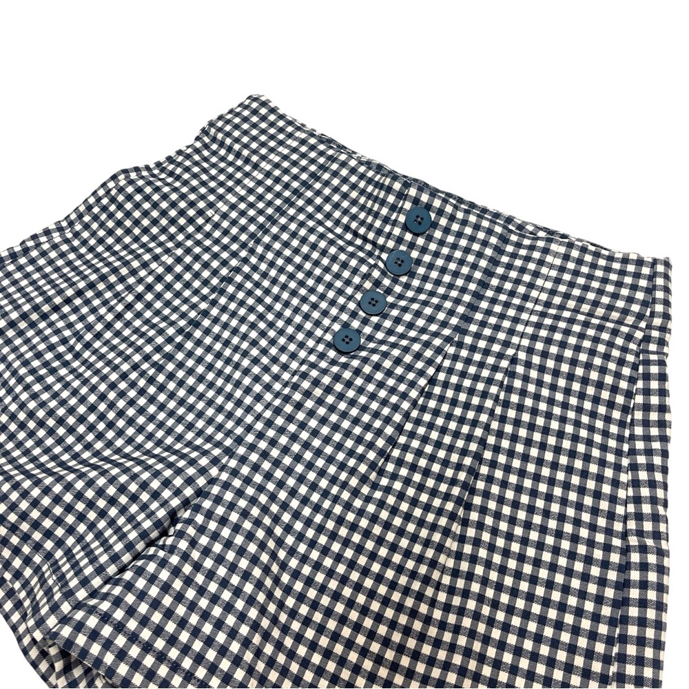 SOLD 🔴 Shinestar high waisted shorts size L W29 gingham vichy print blue white - Picture 3 of 13